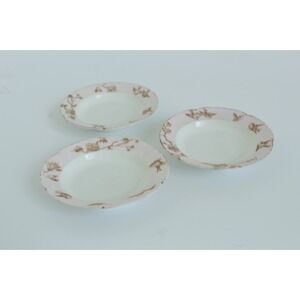 GDA Limoges France Antique Porcelain Small Plates Gold Floral Pink Set of 3